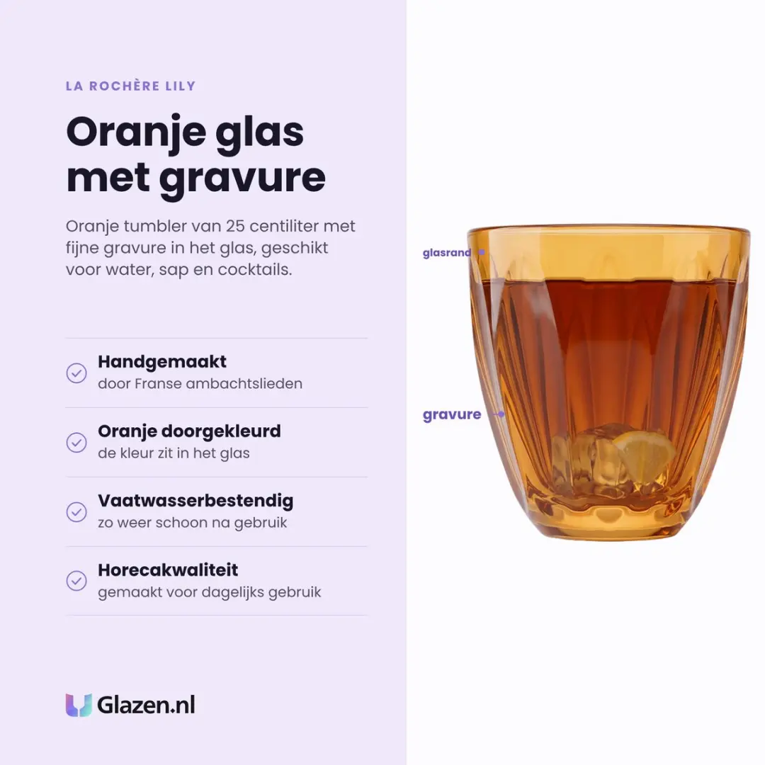 La Rochère Lily Tumbler 25cl - Oranje - 6 Stuks - afbeelding 3 van 6