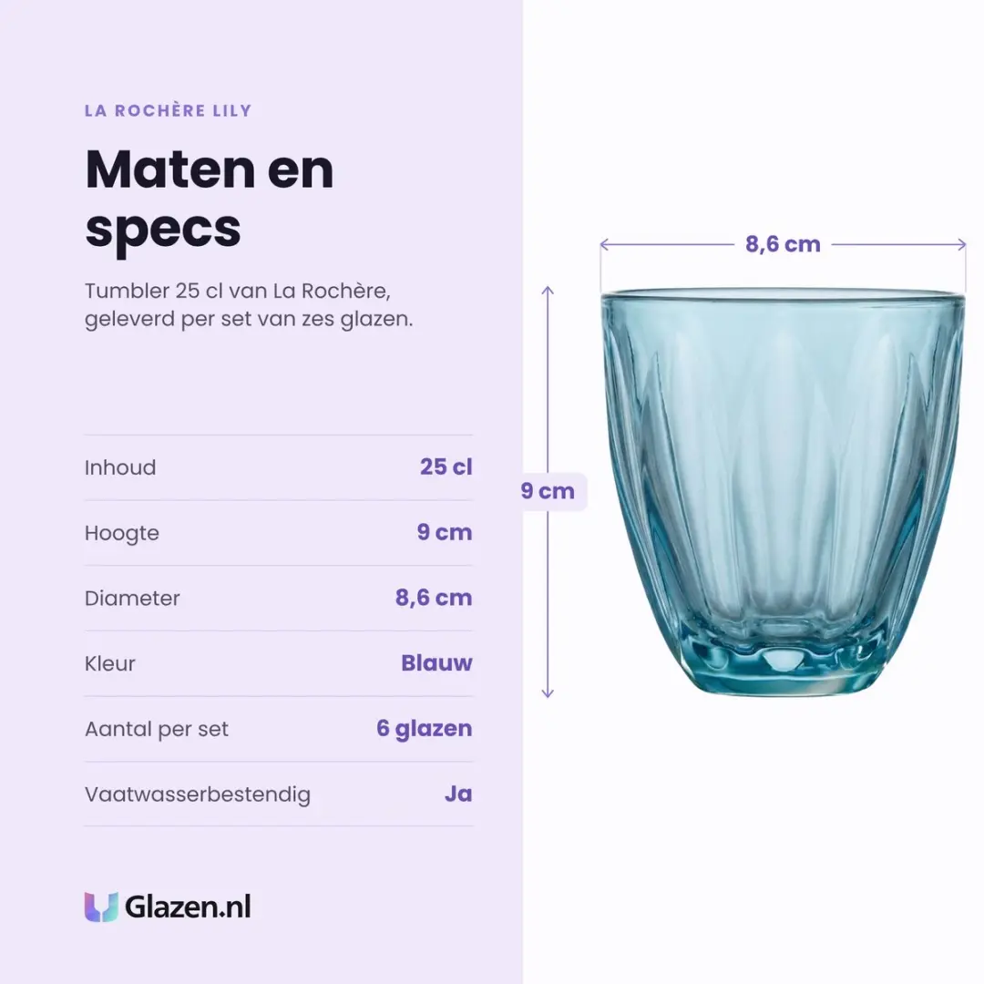 La Rochère Lily Tumbler 25cl - Blauw - 6 Stuks - afbeelding 4 van 6