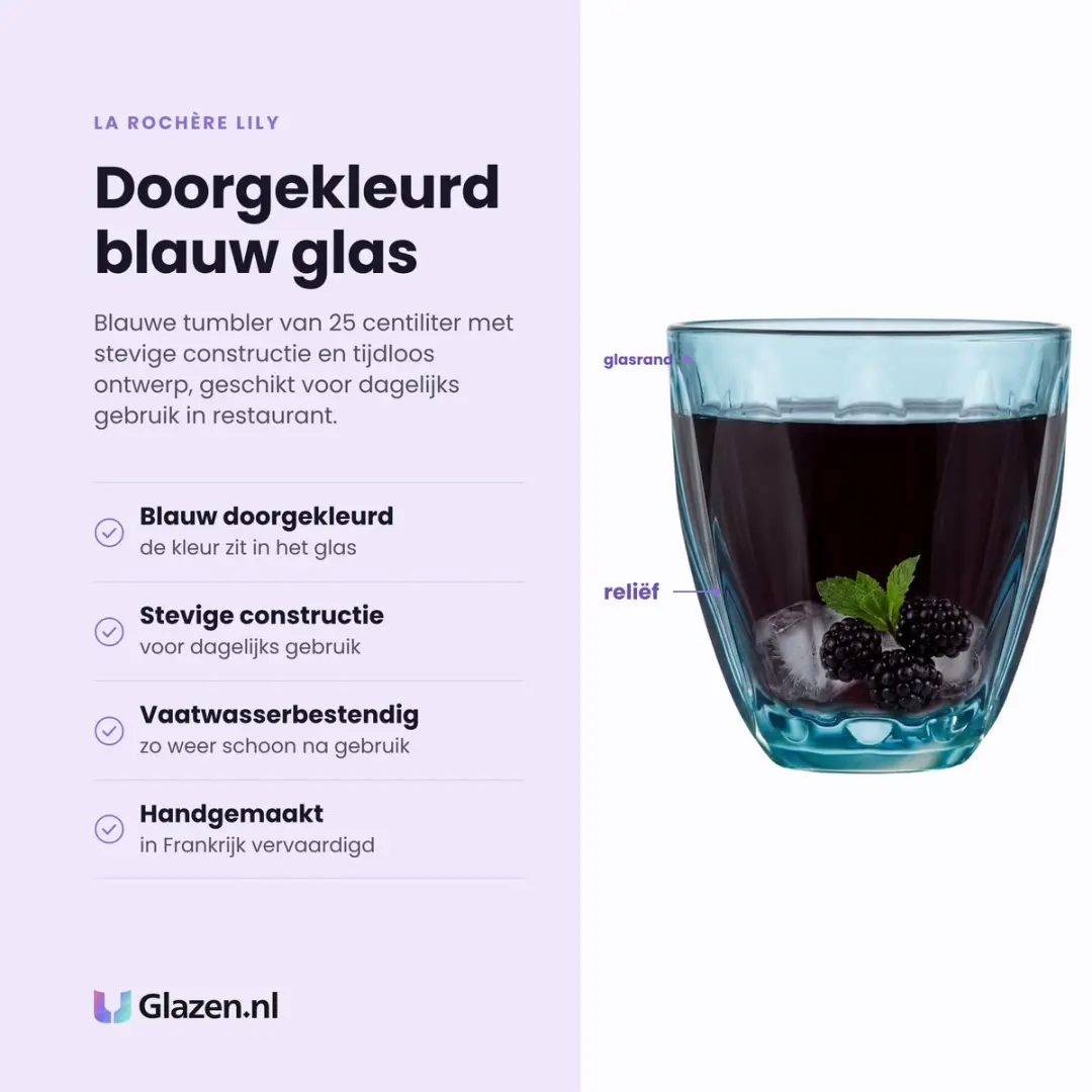 La Rochère Lily Tumbler 25cl - Blauw - 6 Stuks - afbeelding 3 van 6