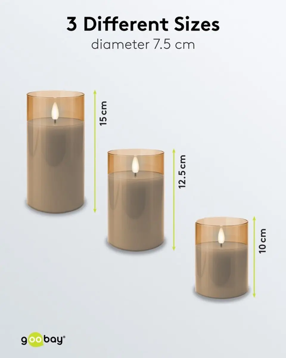Goobay LED Kaarsen Set 3-delig - Goud - 10x AAA - afbeelding 5 van 6
