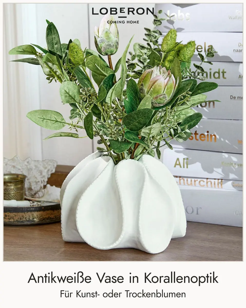 Loberon Dollon Siervaas 22cm Antiekwit - afbeelding 2 van 6