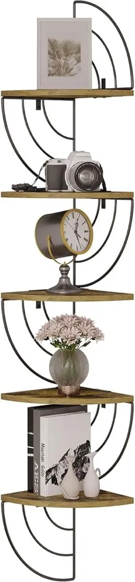 Hoekplank, wandplank, hangrek, zwevende plank, wandplank met zigzagdesign, 5 pla
