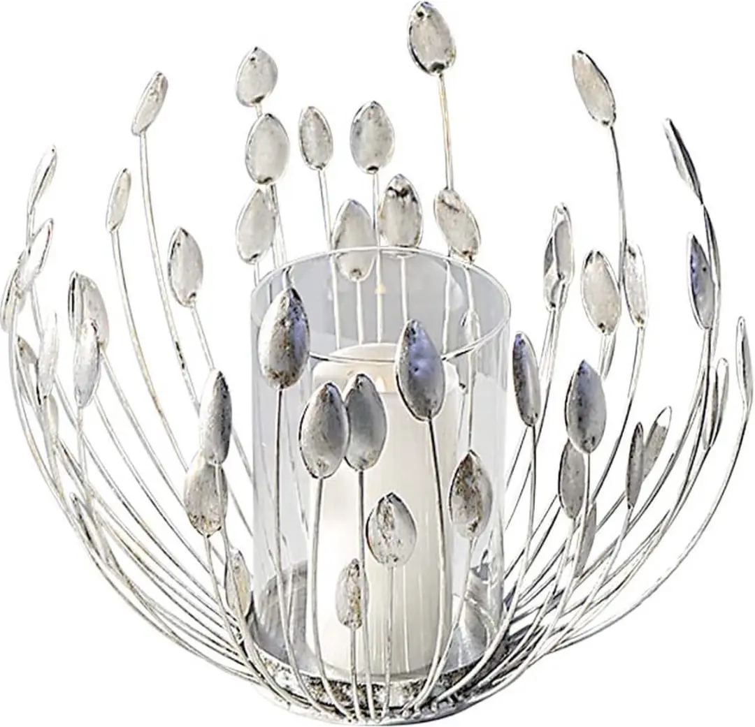 Casablanca modernes Design Windlicht, metaal, zilverkleurig, hoogte 27 cm
