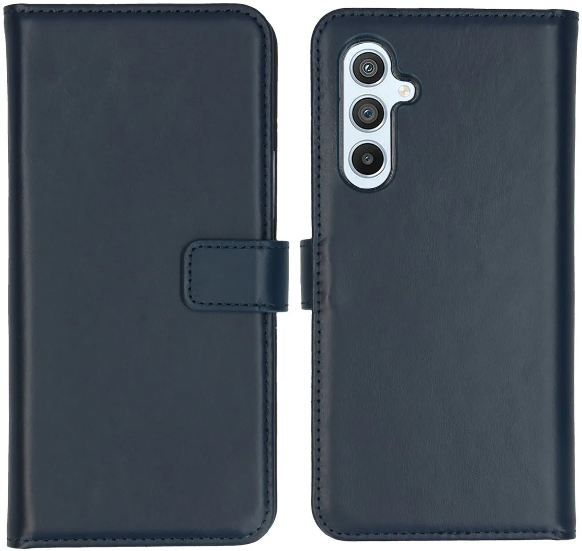 Selencia Hoesje Samsung Galaxy A54 - Echt Lederen Bookcase Blauw