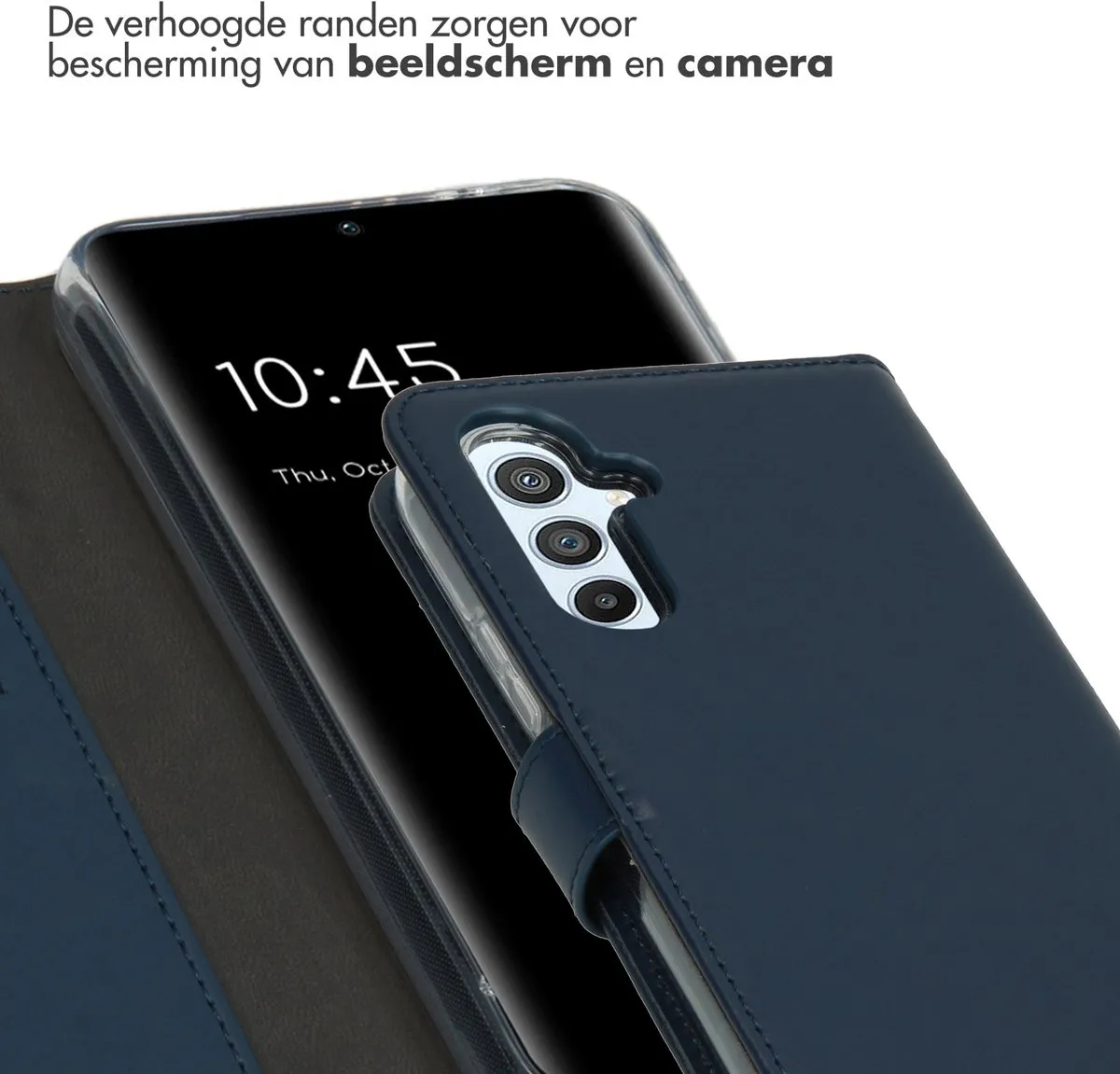 Selencia Hoesje Samsung Galaxy A54 - Echt Lederen Bookcase Blauw