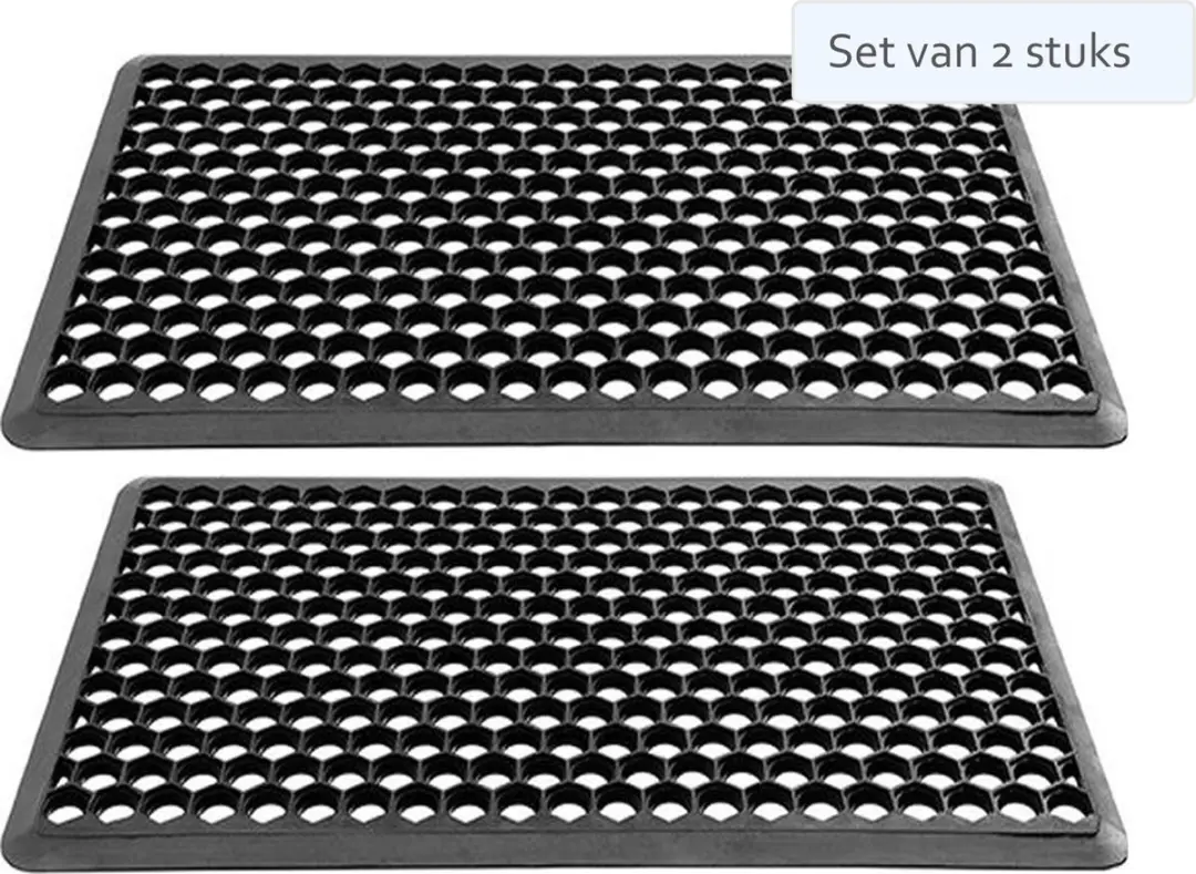 Set van 2 stuks Hamat Deurmat / Ringmat Allegro 40x70cm Zwart