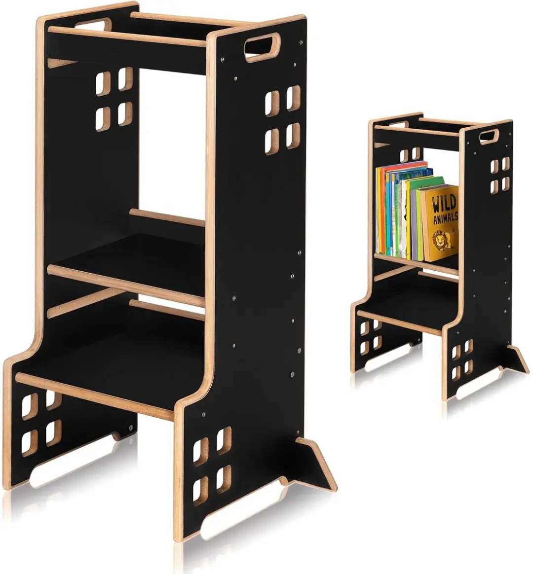 Montessori leertoren en boekenplank