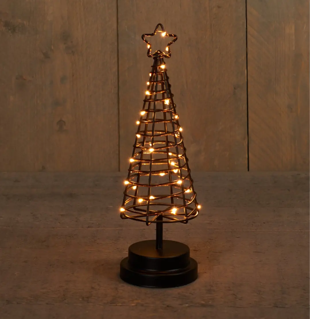 Anna's Collection 3D Kerstboom 30cm - Zwart & Koper - 30 Lichtpunten - afbeelding 2 van 4