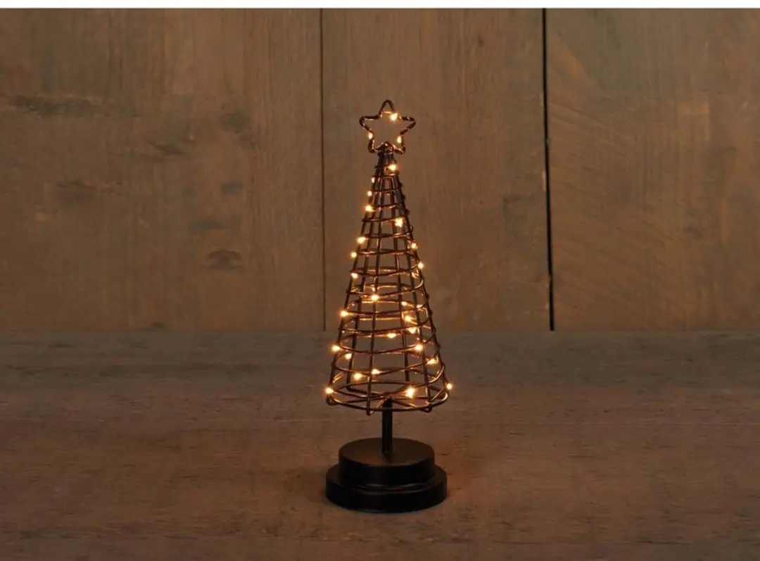 Anna's Collection 3D Kerstboom 30cm - Zwart & Koper - 30 Lichtpunten - afbeelding 4 van 4