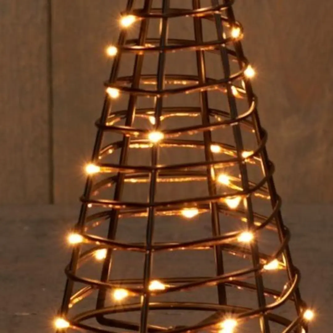 Anna's Collection 3D Kerstboom 30cm - Zwart & Koper - 30 Lichtpunten - afbeelding 3 van 4
