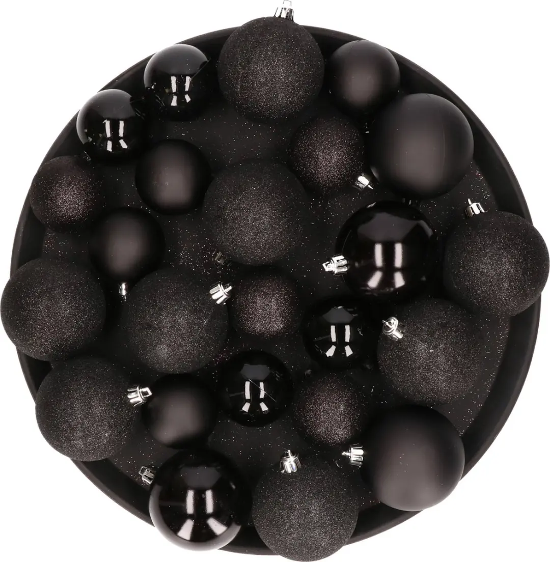 Kerstversiering set kerstballen in het zwart 6