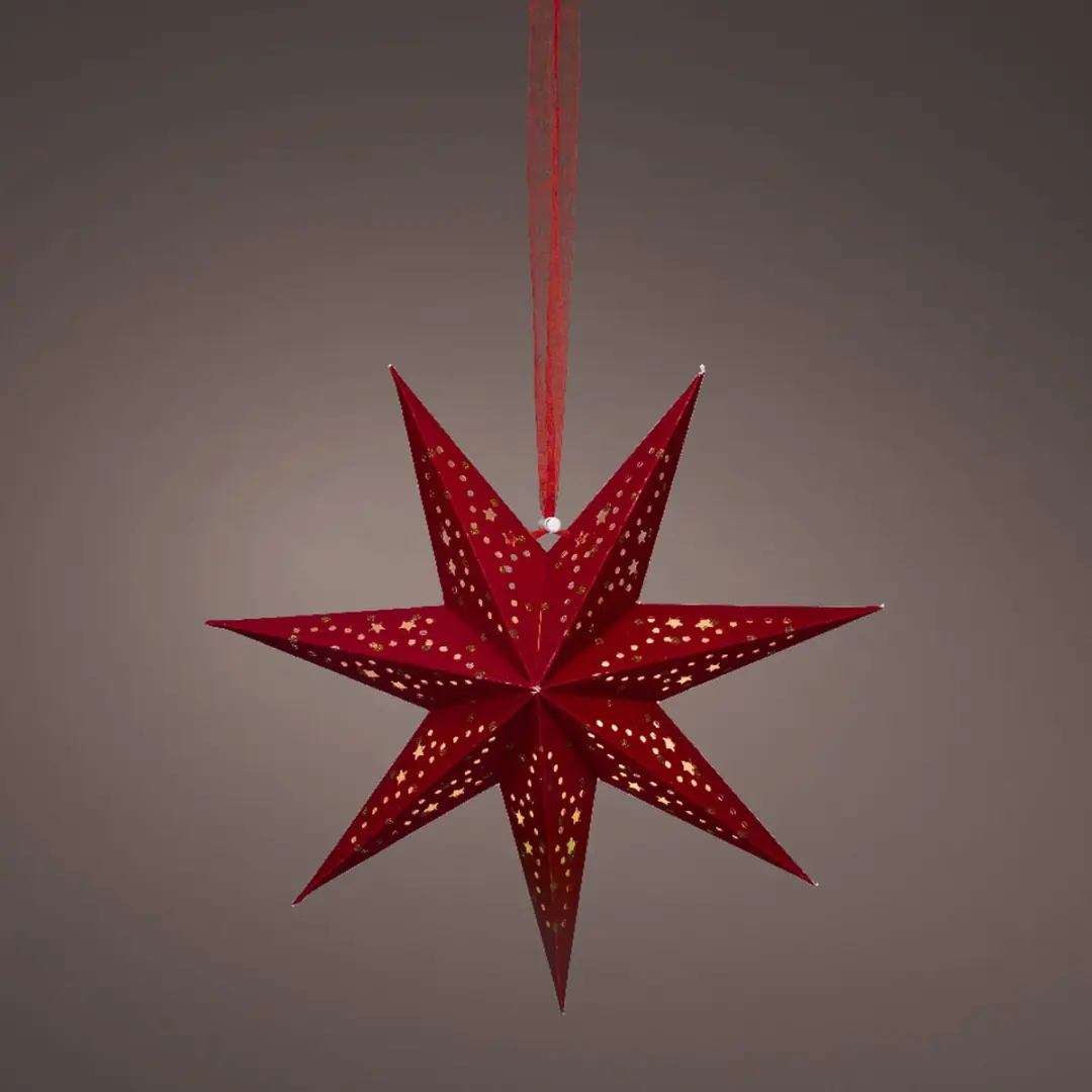 Lumineo LED Kerstster Rood Ø38cm Warm Wit - afbeelding 2 van 3
