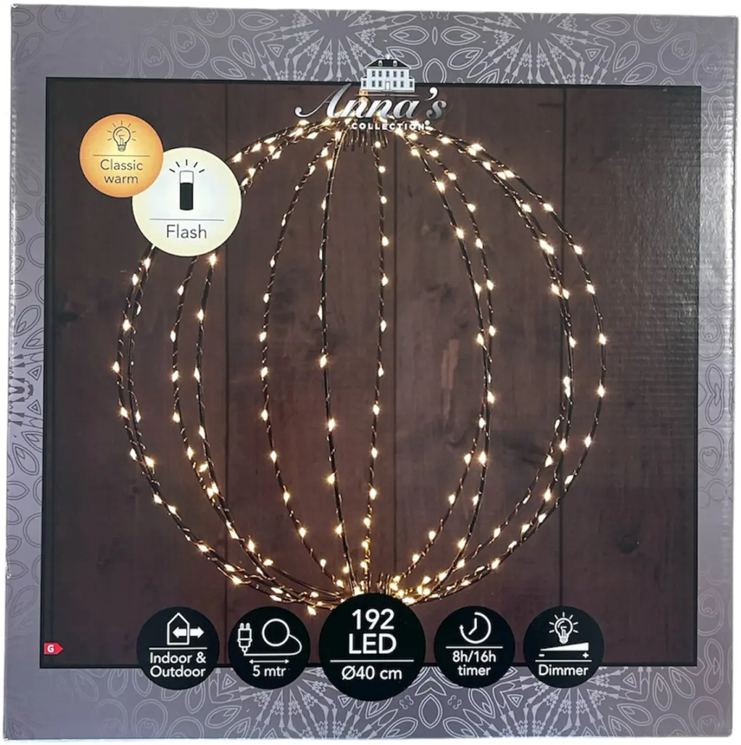 Anna's Collection Verlichte Kerstbal D40cm - 129 LED - Warm Wit - afbeelding 3 van 5