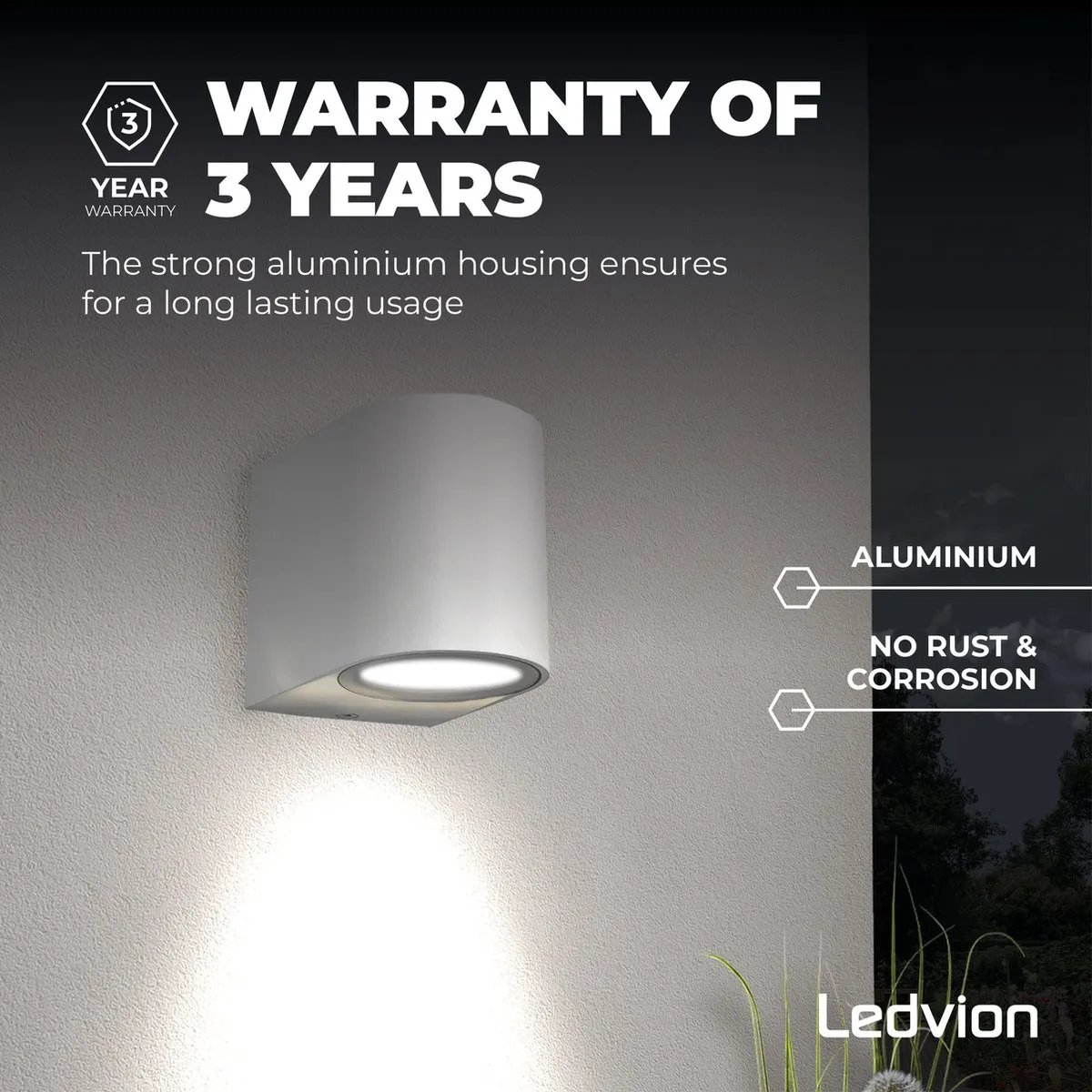 LEDVION Sacramento Wandlamp GU10 IP54 Wit
