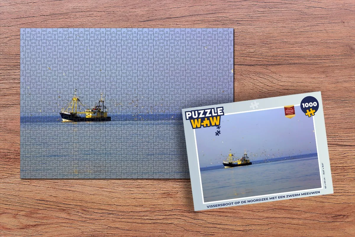 PuzzleWow Noordzee Vissersboot Vogel Legpuzzel 1000 Stuks - Multicolor