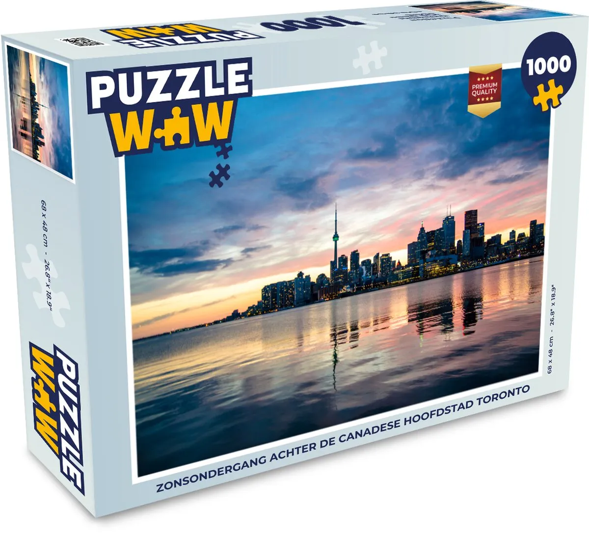 PuzzleWow Legpuzzel Zonsondergang Toronto 1000 Stuks - Multicolor