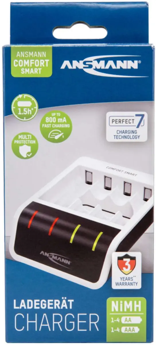 Ansmann Comfort Slimme Lader 4x AA/AAA - Wit - afbeelding 2 van 6