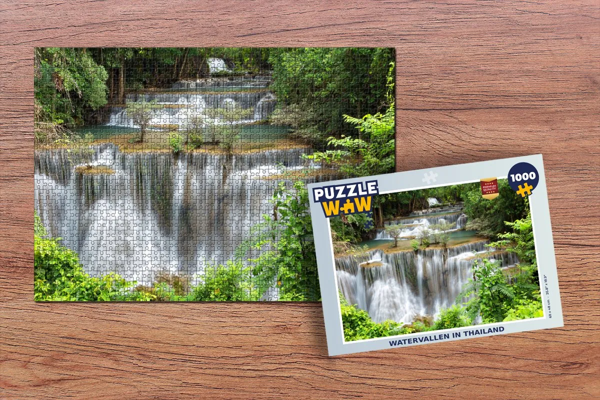 PuzzleWow Watervallen Thailand Legpuzzel 1000 Stuks - Multicolor