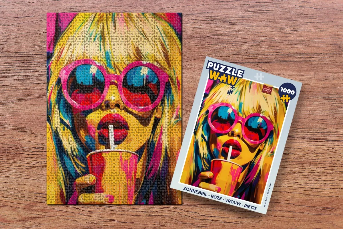 PuzzleWow Zonnebril Legpuzzel 1000 Stuks - Roze