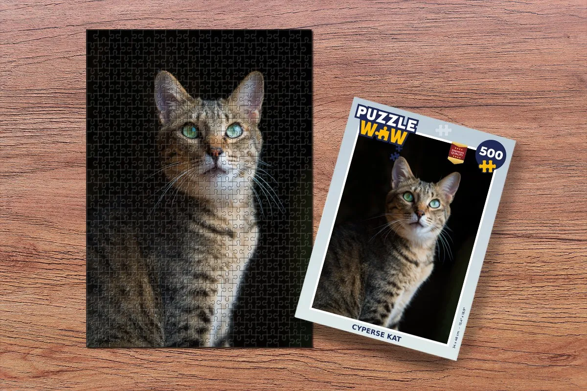 PuzzleWow Cyperse Kat Legpuzzel 500 Stuks - Multicolor