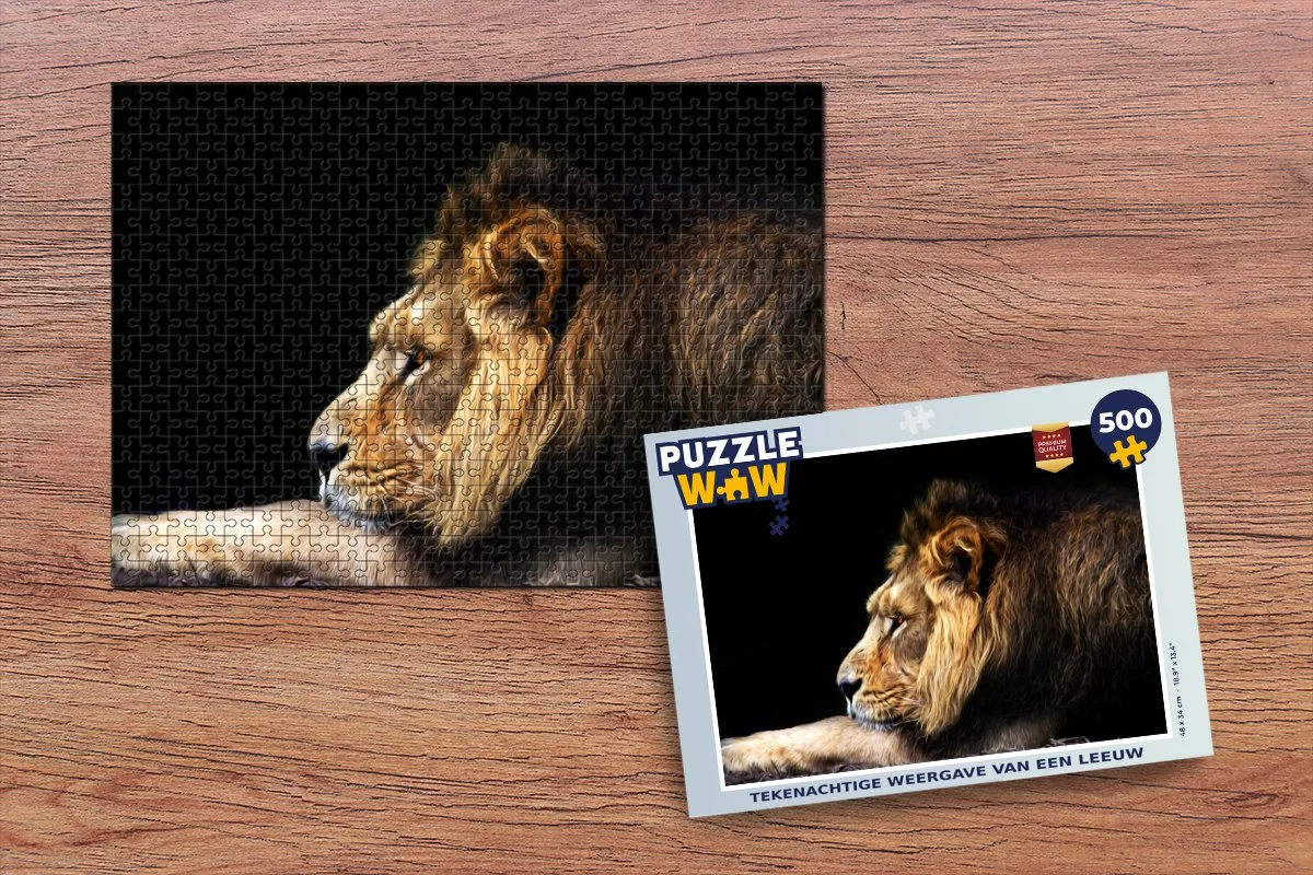 PuzzleWow Leeuw Legpuzzel 500 Stuks - Multicolor