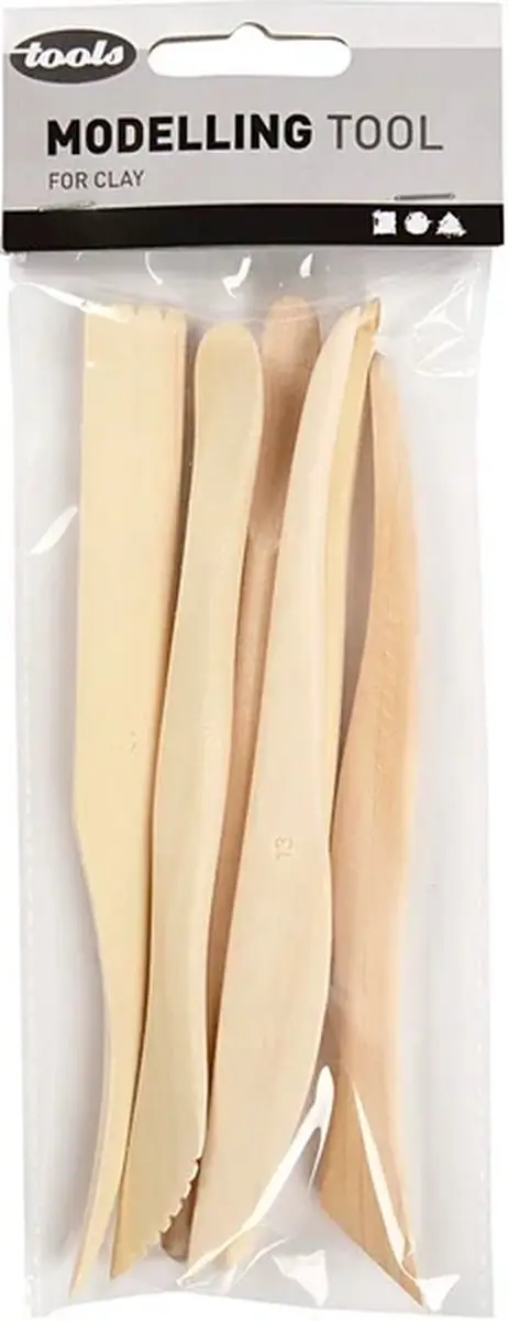 Creativ Company Modelleringsinstrument Hout 6-delig - Meerkleurig - afbeelding 2 van 6