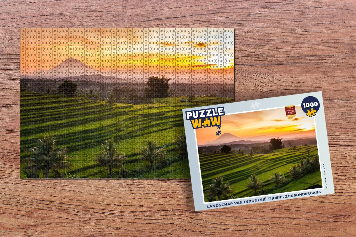 PuzzleWow Landschap Indonesië Zonsondergang - Legpuzzel 1000 Stuks - Multicolor