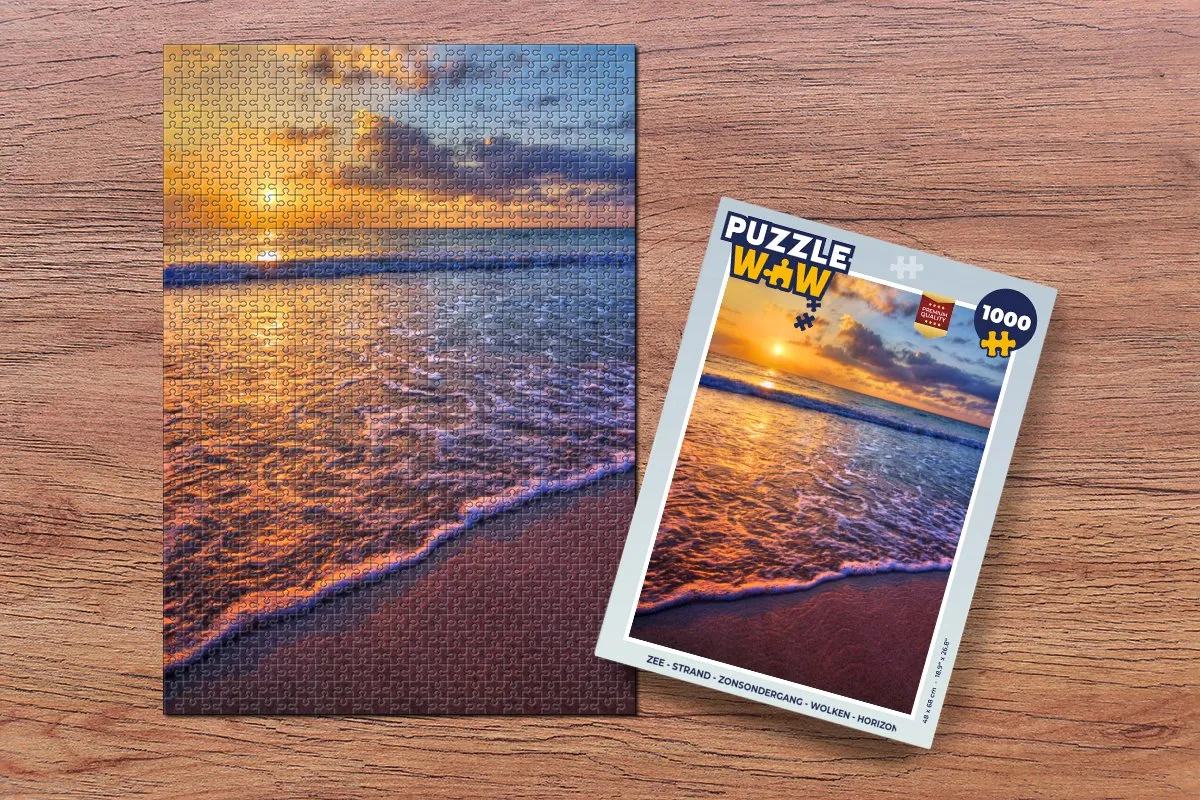 PuzzleWow Legpuzzel 1000 Stuks - Zee & Zonsondergang - Multicolor