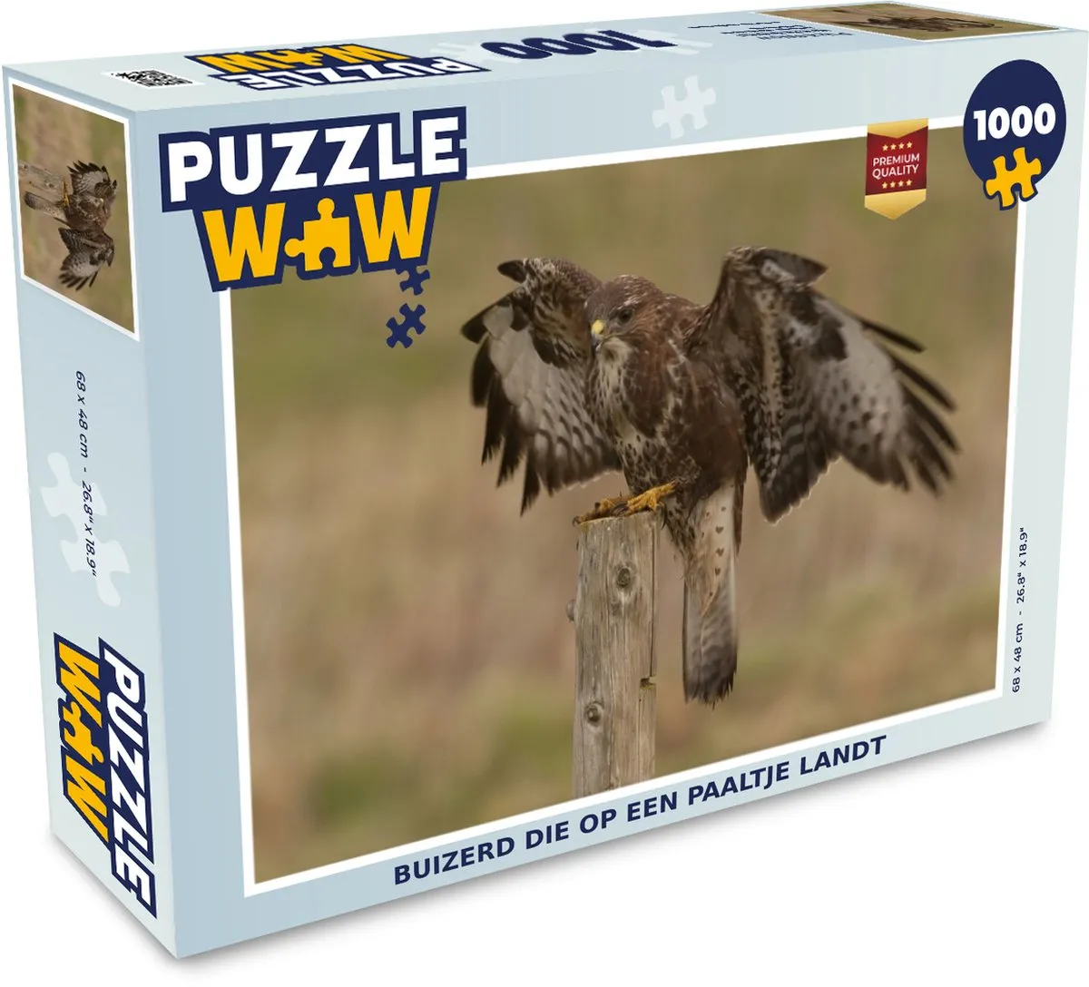 PuzzleWow Legpuzzel Buizerd op Paaltje 1000 Stuks