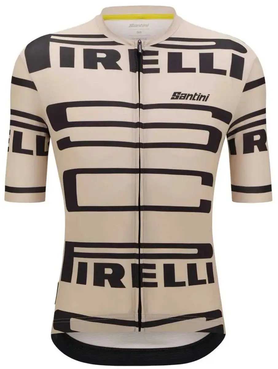 Santini Pirelli Korte Mouw Wielertrui Beige 3XL