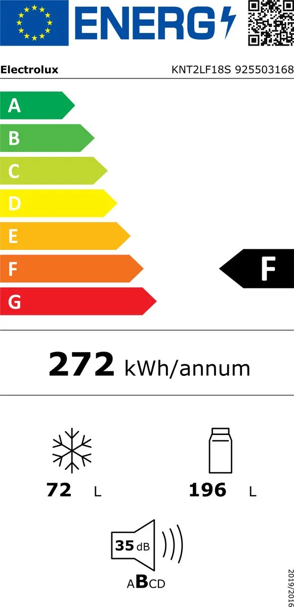 Electrolux KNT2LF18S Inbouwkoelkast 268L - 5 Plateaus, 2 Groentelades