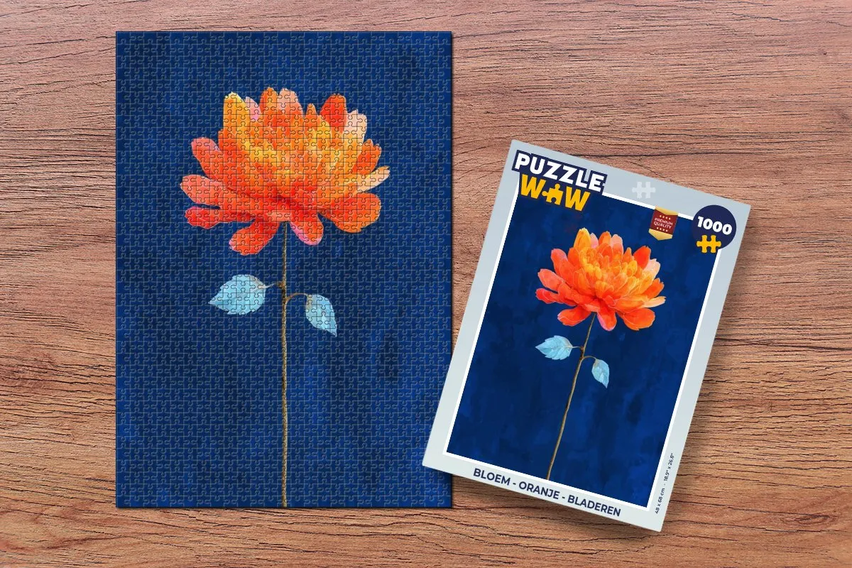 PuzzleWow Bloem Legpuzzel 1000 Stuks - Oranje/Blauw