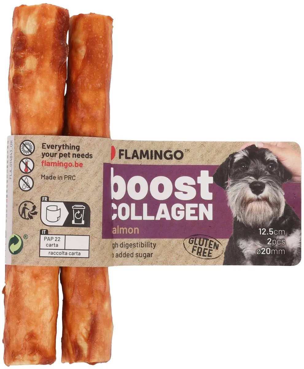 Flamingo Snack Boost Staaf Zalm & Collageen 12,5cm