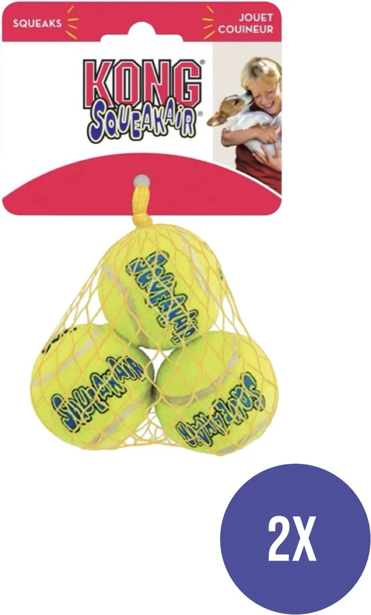KONG Squeakair Tennisbal Geel - 4 Stuks