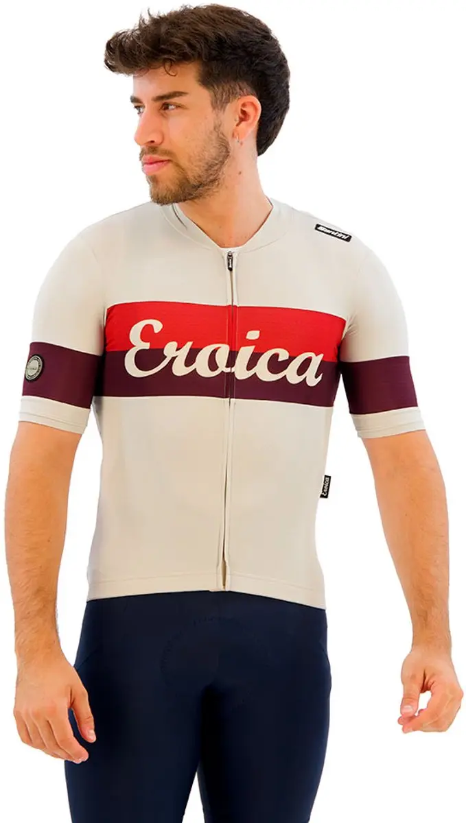 Santini Eroica Quiete Korte Mouw Wielertrui Beige S