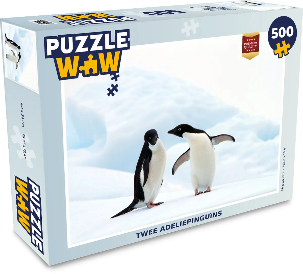 PuzzleWow Legpuzzel Twee Adeliepinguïns 500 Stuks