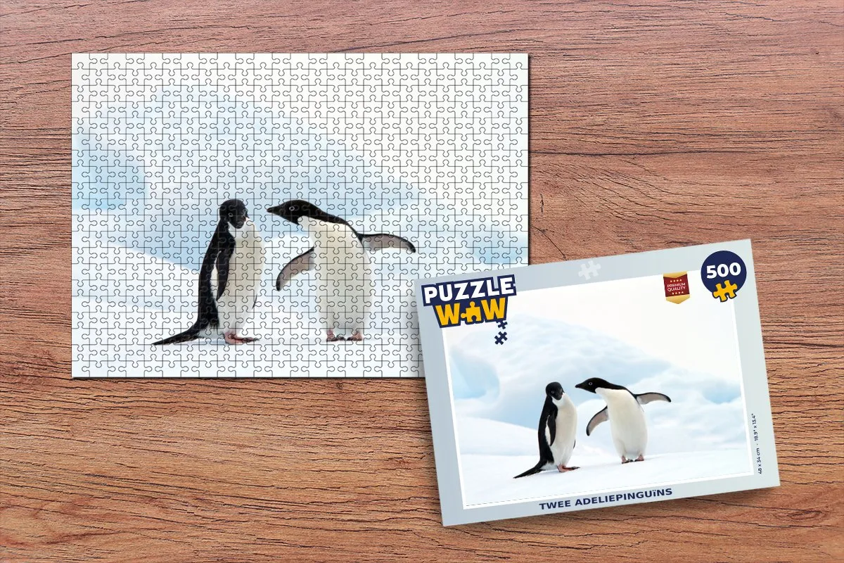 PuzzleWow Legpuzzel Twee Adeliepinguïns 500 Stuks - Multicolor