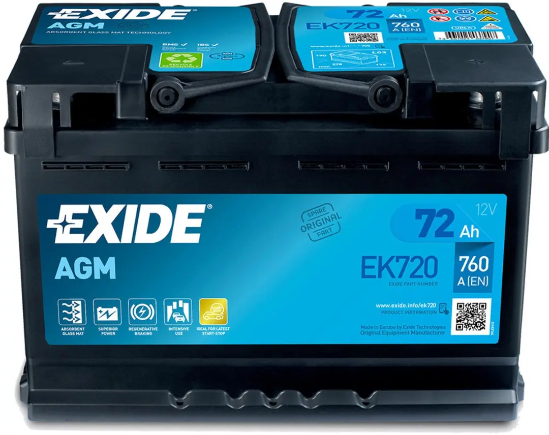Exide EK720 Start-Stop AGM 72Ah