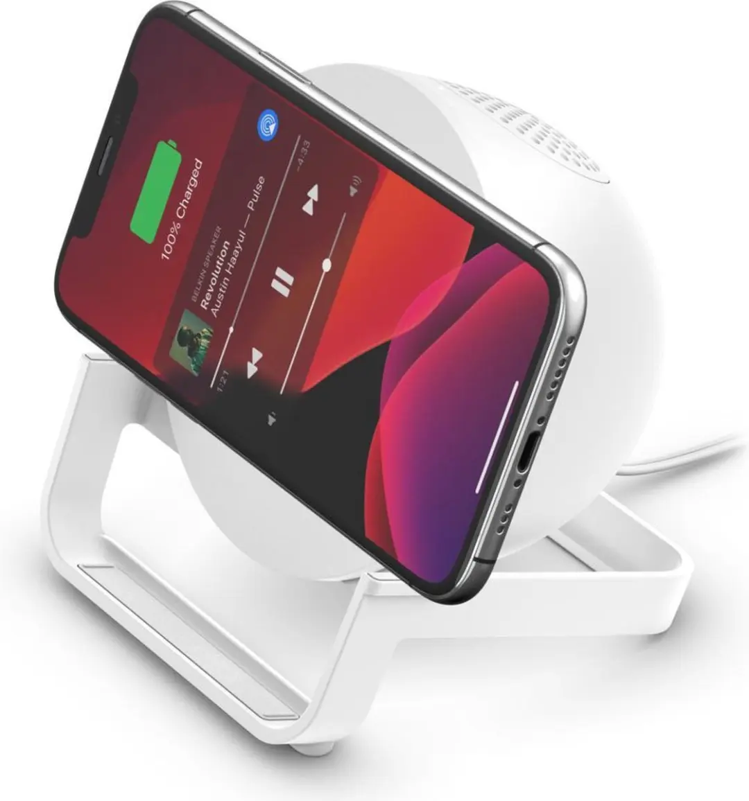 Belkin BoostCharge 3-in-1 Draadloze Laadstandaard + Speaker 10W - Wit - afbeelding 3 van 6