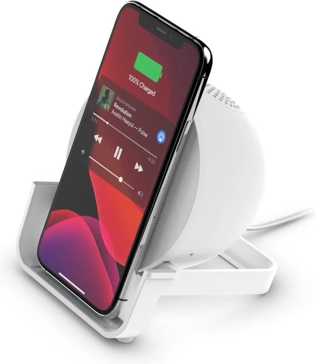 Belkin BoostCharge 3-in-1 Draadloze Laadstandaard + Speaker 10W - Wit - afbeelding 6 van 6