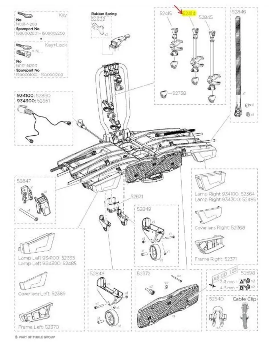 Thule Euroclassic Easy Fold Xt Medium Bike Arm 52414 Reserveonderdeel Zwart