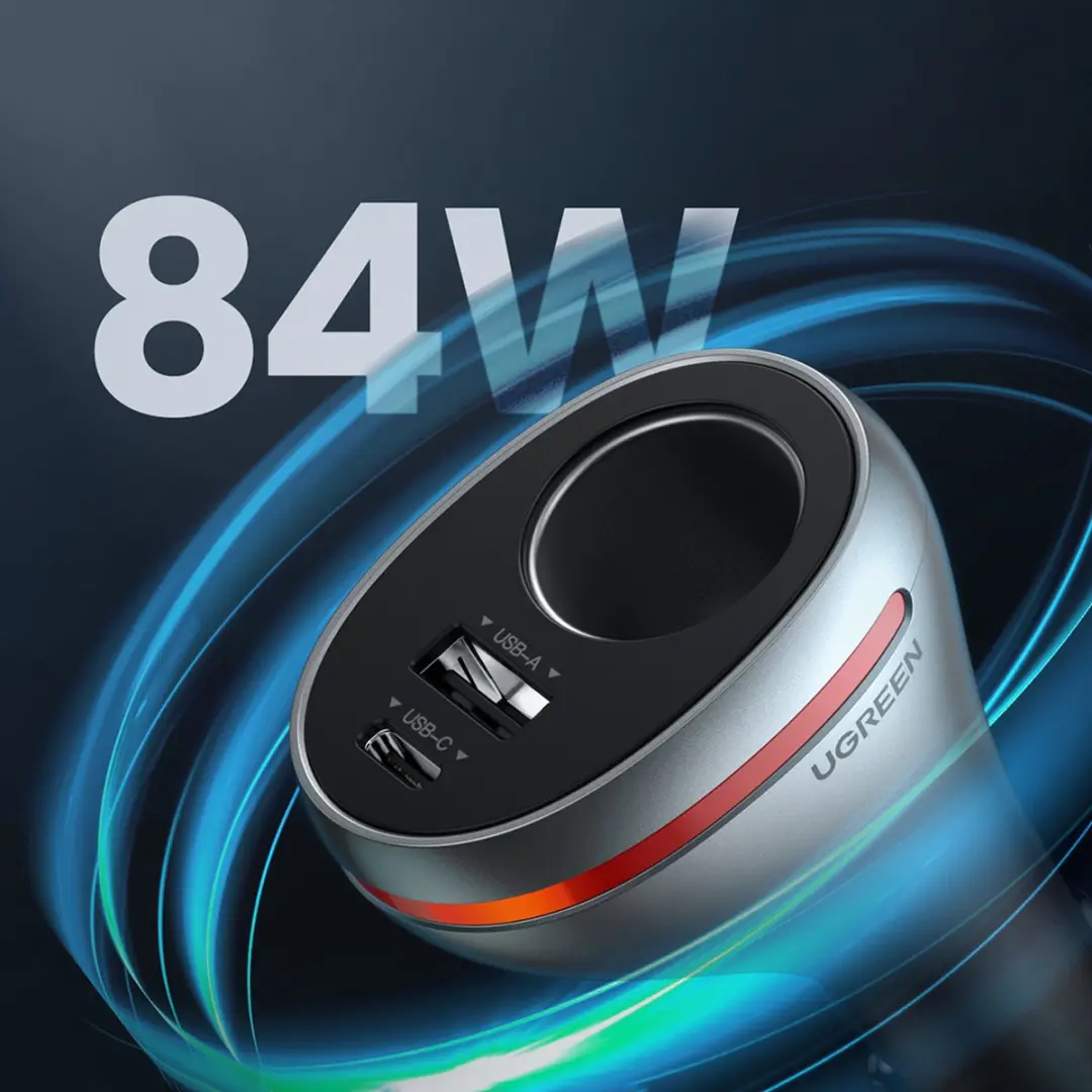 Ugreen CD204 Autolader 84W USB-C Zilver - afbeelding 2 van 6