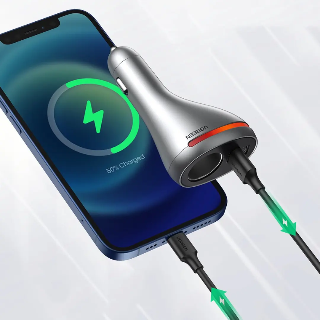 Ugreen CD204 Autolader 84W USB-C Zilver - afbeelding 6 van 6