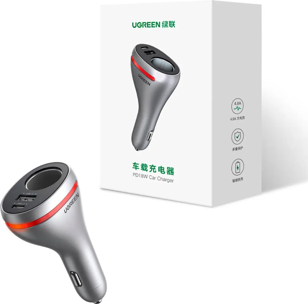 Ugreen CD204 Autolader 84W USB-C Zilver