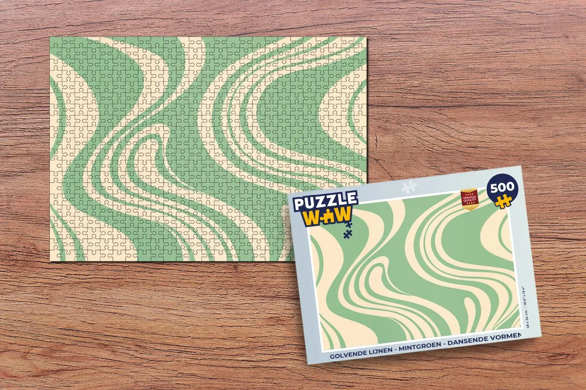 PuzzleWow Dansende Vormen Legpuzzel 500 Stuks - Mintgroen