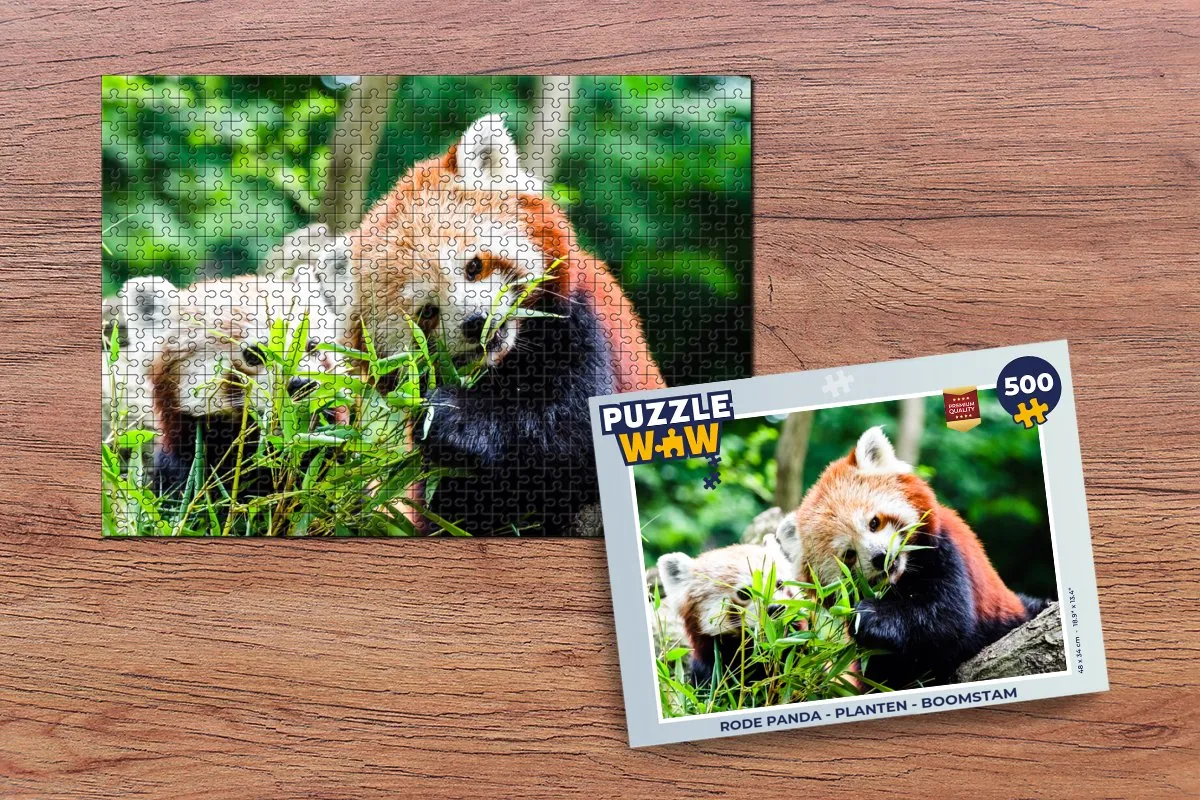 PuzzleWow Rode Panda Boomstam Legpuzzel 500 Stuks - Multicolor