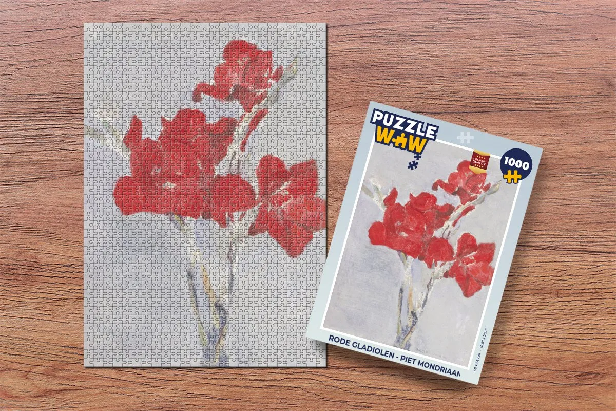 PuzzleWow Rode Gladiolen Piet Mondriaan Legpuzzel 1000 Stuks - Multicolor
