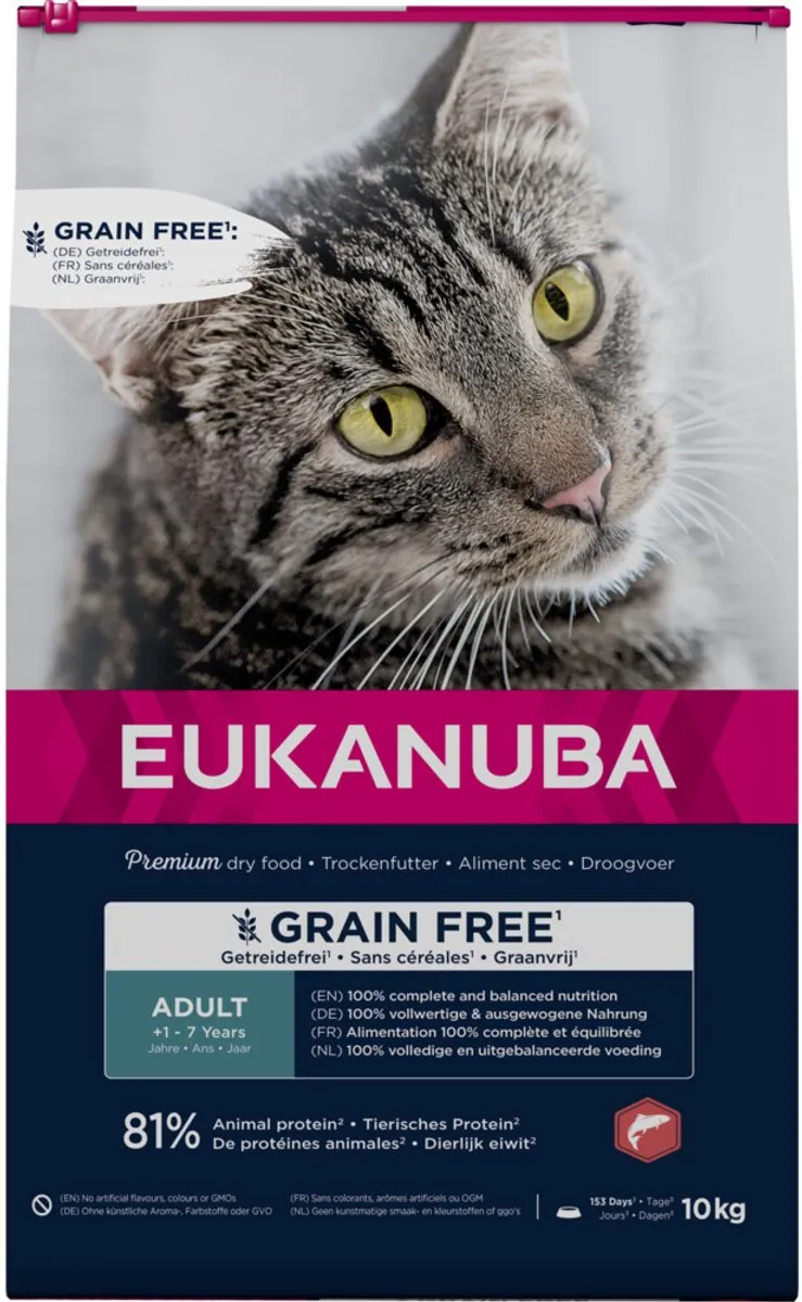 Eukanuba Kattenvoer Droog Adult Graanvrij Zalm 10kg