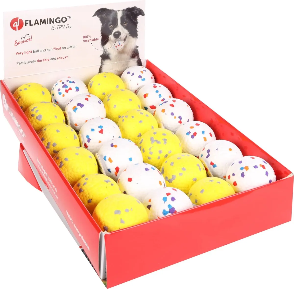 Flamingo Kona Speelgoed Hond - Wit/Geel 7cm
