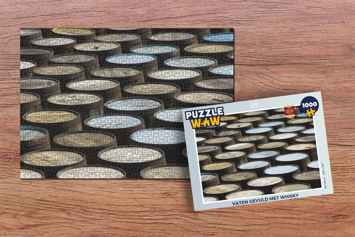 PuzzleWow Legpuzzel Vaten Whisky 1000 Stuks - Multicolor